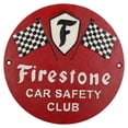 thumbnail image 1 of Firestone Car Safety Round Cast Iron Sign Plaque Wall Garage Workshop Shop, 1 of 3