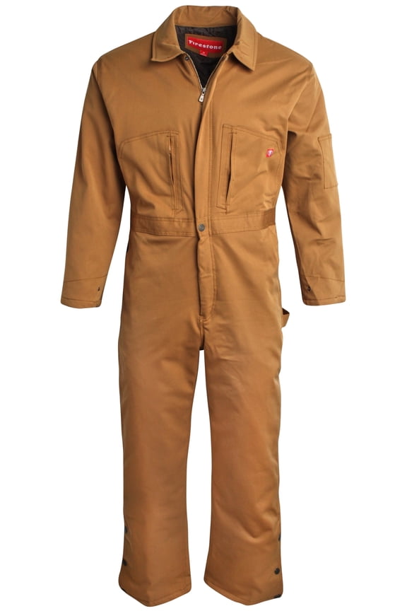Mens Coveralls - Water Resistant Twill Workwear Durable Utility Jumpsuit with Quilted Lining
