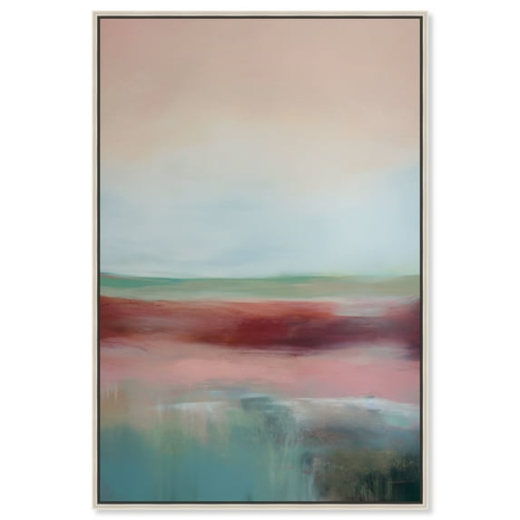 Firestone Valley Beach Life Inspired Pastel Color Canvas Wall Art by Art Remedy, Silver Floater Frame, 36"x54"