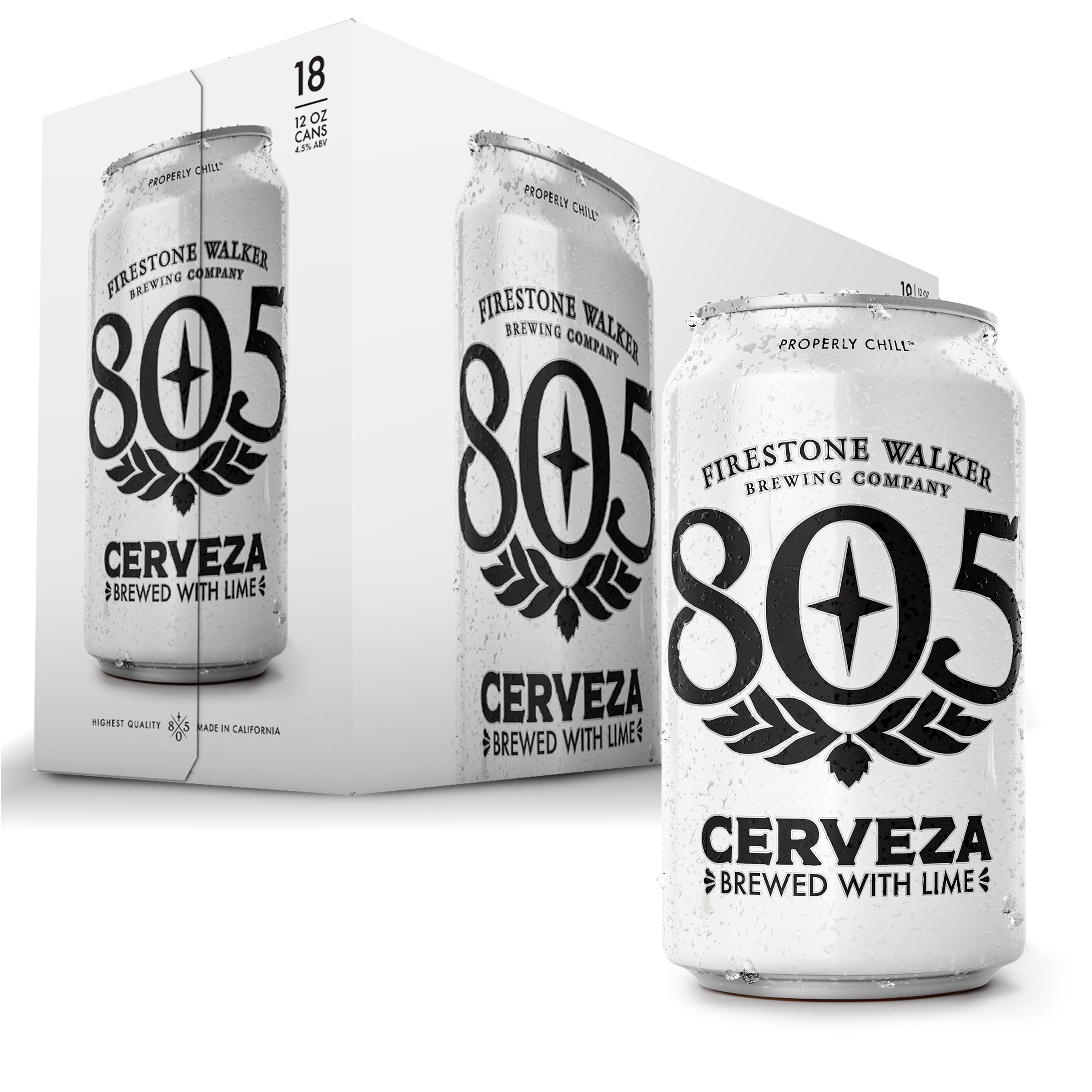 Firestone Walker 805 Cerveza Lager Light, Crisp, Craft Beer, 18 pack, 12 fl oz Cans, 4.5% ABV