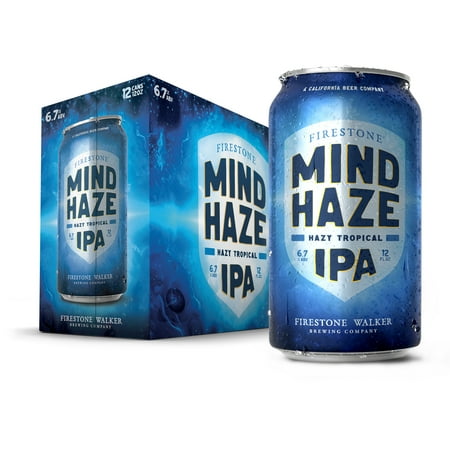 Firestone Walker Mind Haze Hazy IPA Craft Beer, 12 Pack, 12 fl oz Cans, 6.2% ABV