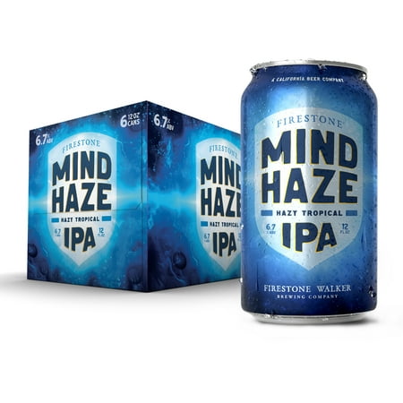Firestone Walker Mind Haze Hazy IPA Craft Beer, 6 Pack, 12 fl oz Cans, 6.2% ABV