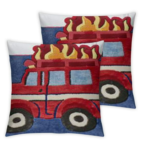 Firestruck Firetruck Red, White, and Blue Decorative Pillow,