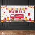 thumbnail image 1 of Firetruck Birthday Vinyl Banner Personalized Fire Engine Party Backdrop, 1 of 4