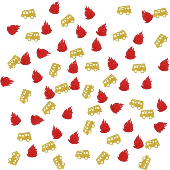 Firetruck Confetti Glitter, Baby Shower Table Confetti, Birthday, Fireman Firefighter Birthday Scatter Confetti, Fire department Theme Birthday Table Decorations Confetti, 120pcs