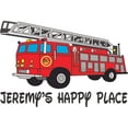 thumbnail image 1 of Firetruck Fire Truck Happy Cartoon Customized Wall Decal - Custom Vinyl Wall Art - Personalized Name - Baby Girls Boys Kids Bedroom Wall Decal Room Decor Wall Stickers Decoration Size (18x20 inch), 1 of 2