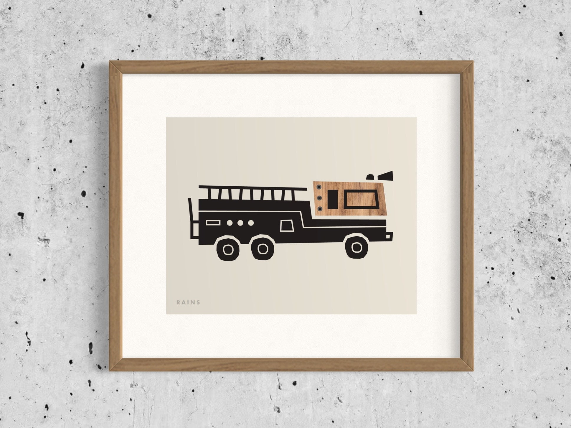 Firetruck Print, Fire Truck Art, Fire Engine Art Print, Transportation ...