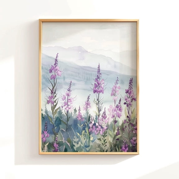 Fireweed Flower Wall Art, Purple Wildflower Wall Art, Floral Mountain , Floral Botanical Print, Wildflower Field Unframed Paper Print