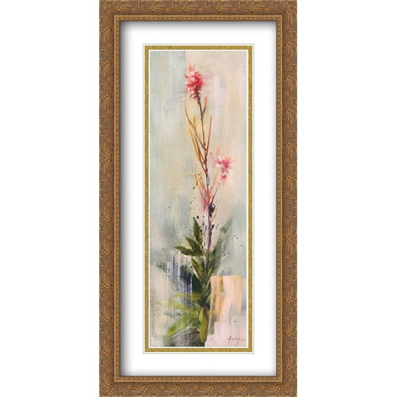 Fireweed II 2x Matted 16x40 Large Gold Ornate Framed Art Print by Simon Addyman