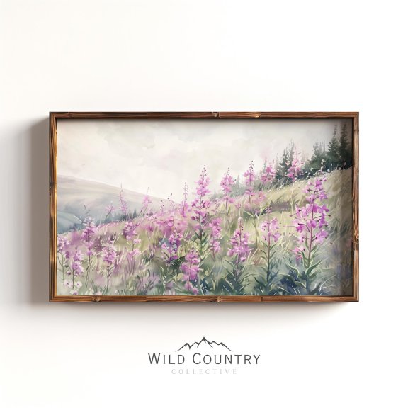 Fireweed Wildflower Painting Field Spring Muted Floral Purple Flower Poster