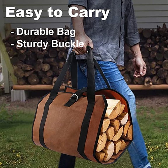 Firewood Carrier 55x18 Inch Durable Canvas Log Carrier Heavy Duty Tote,Fire Place Sturdy Wood Carring Bag with Handles Security Strap for Camping Indoor