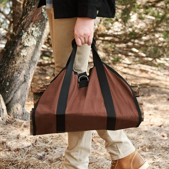 Firewood Carrier And Storage Bag With Carry Straps