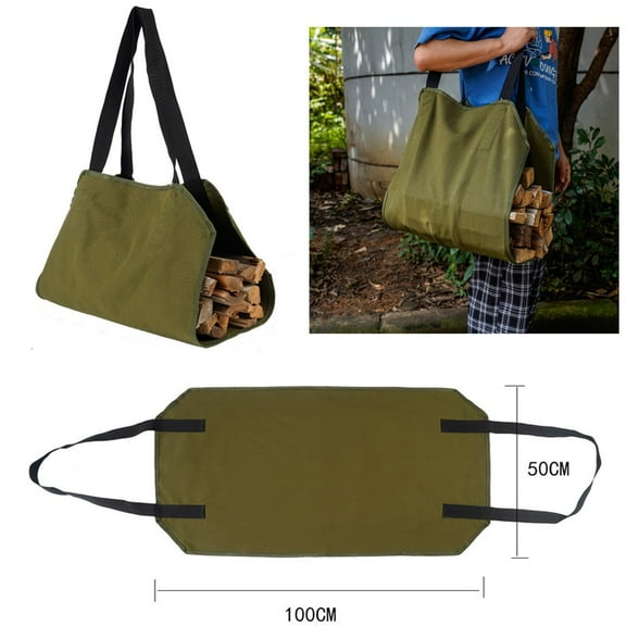Firewood Carrier Bag Canvas Wood Carrier Log Carrier For Carrying Wood Green YIWEI