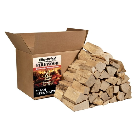 Firewood Central Kiln-Dried PA Ash – 6” Splits (Approx. 42 lb) – Mild Smoking Wood for Pizza Ovens, BBQ & Fire Pits – Easy Light, Low Smoke, USA-Sourced 