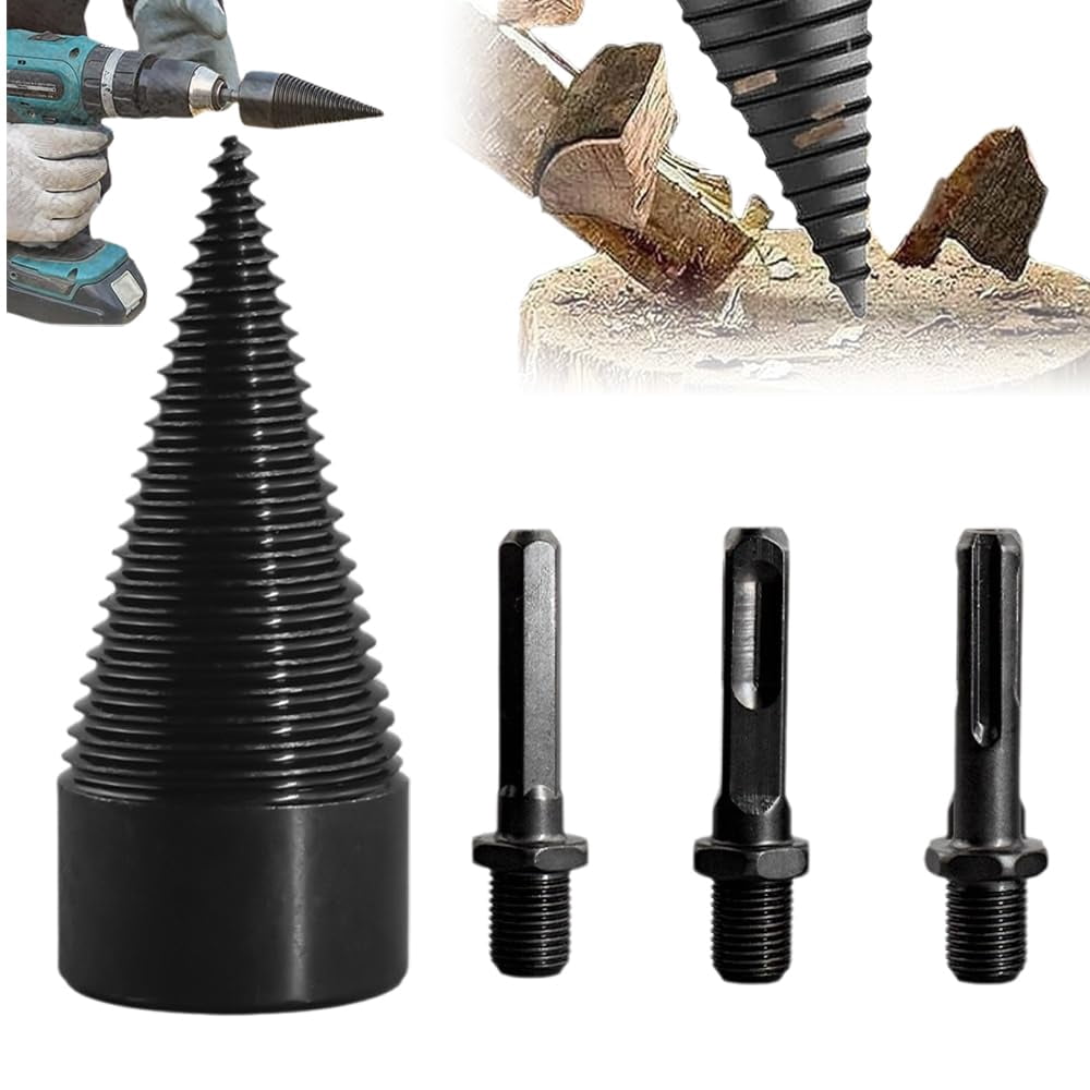 Firewood Drill Bit Set, 2025 New Wood Splitter Easy Log Splitting Heavy Duty Detachable Electric for Hand Stick Hex Square Round (4, 42mm) 42mm