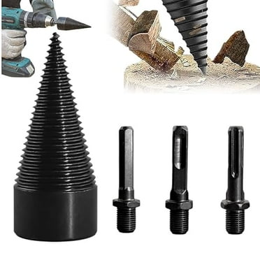 GREENWISH Log Splitter Drill Bit – 32mm Cone, Hex Shank, Heavy Duty For Electric Drill, Splits Firewood Easily