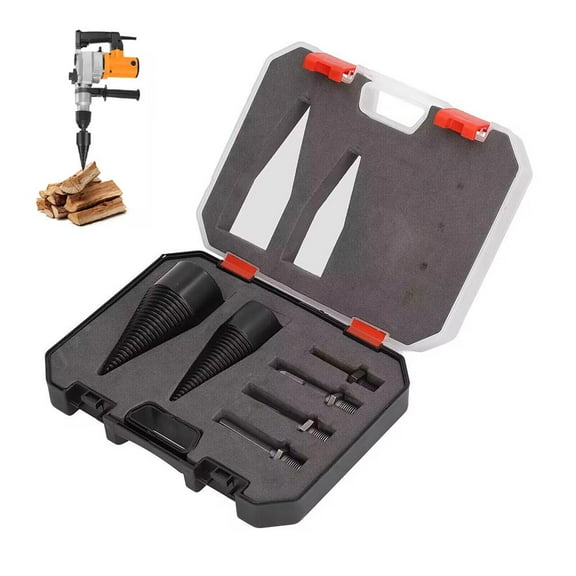 Firewood Drill Bit Set with 3 Handles,2025 New Heavy Duty Detachable Fire Wood Splitter Drill Bit Tool,Wood Splitting Drill Bit Cones Wood Log Splitter Drill Bit for Electric Drill Machine
