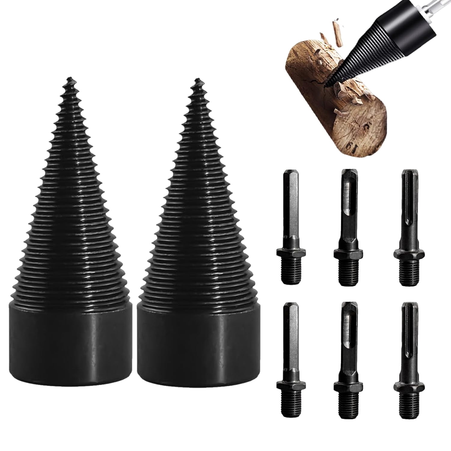 Firewood Drill Bit Set, 32mm Wood Splitters Drill Bit, Detachable Heavy Duty Electric Drills,  for Firewood, for Home and Outdoor Use