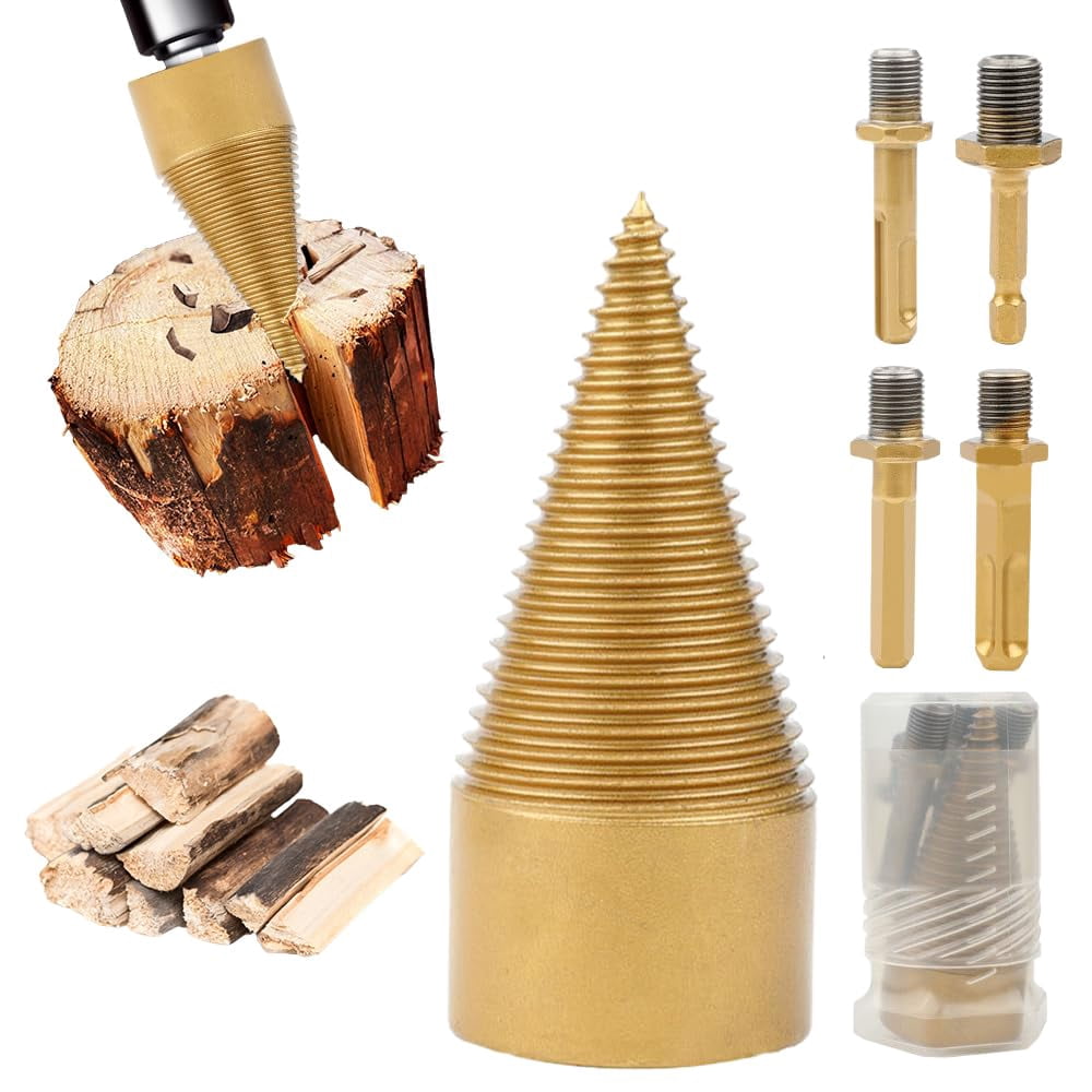 Firewood Drill Bit Set with 4 Handles, Detachable Fire Wood Splitter ...