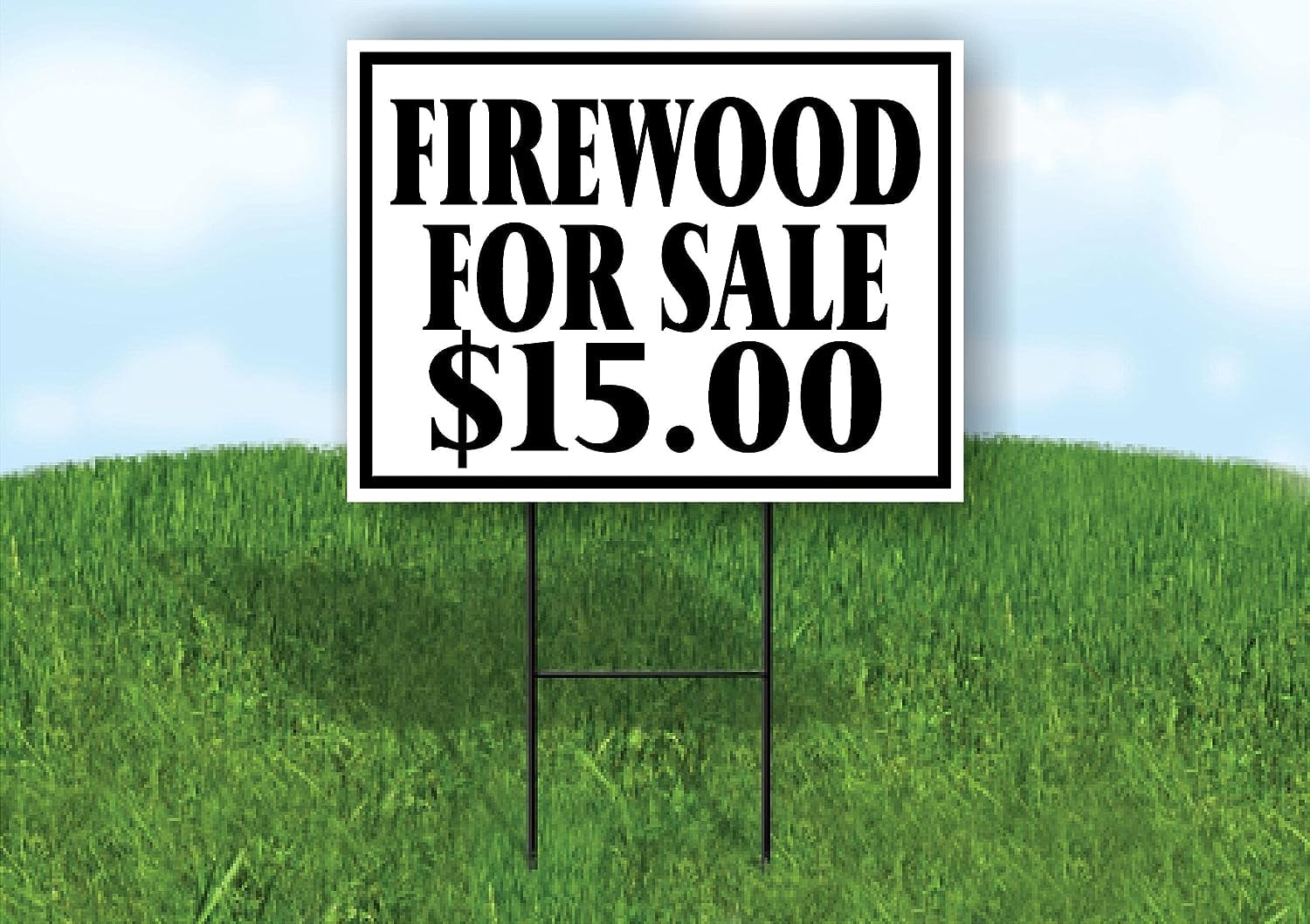 Firewood For Sale $15 Black Border Yard Sign Road Sign With Stand