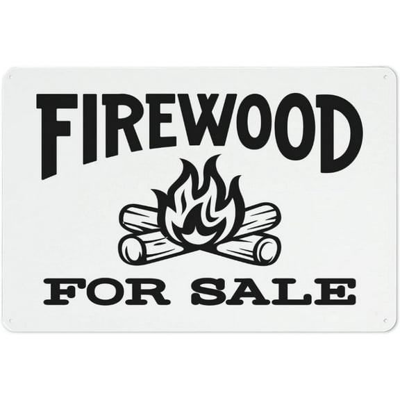 Firewood For Sale Sign 12 X 8 Inches Reflective Aluminum Metal Warning Signage With Symbol For Indoor Outdoor Use