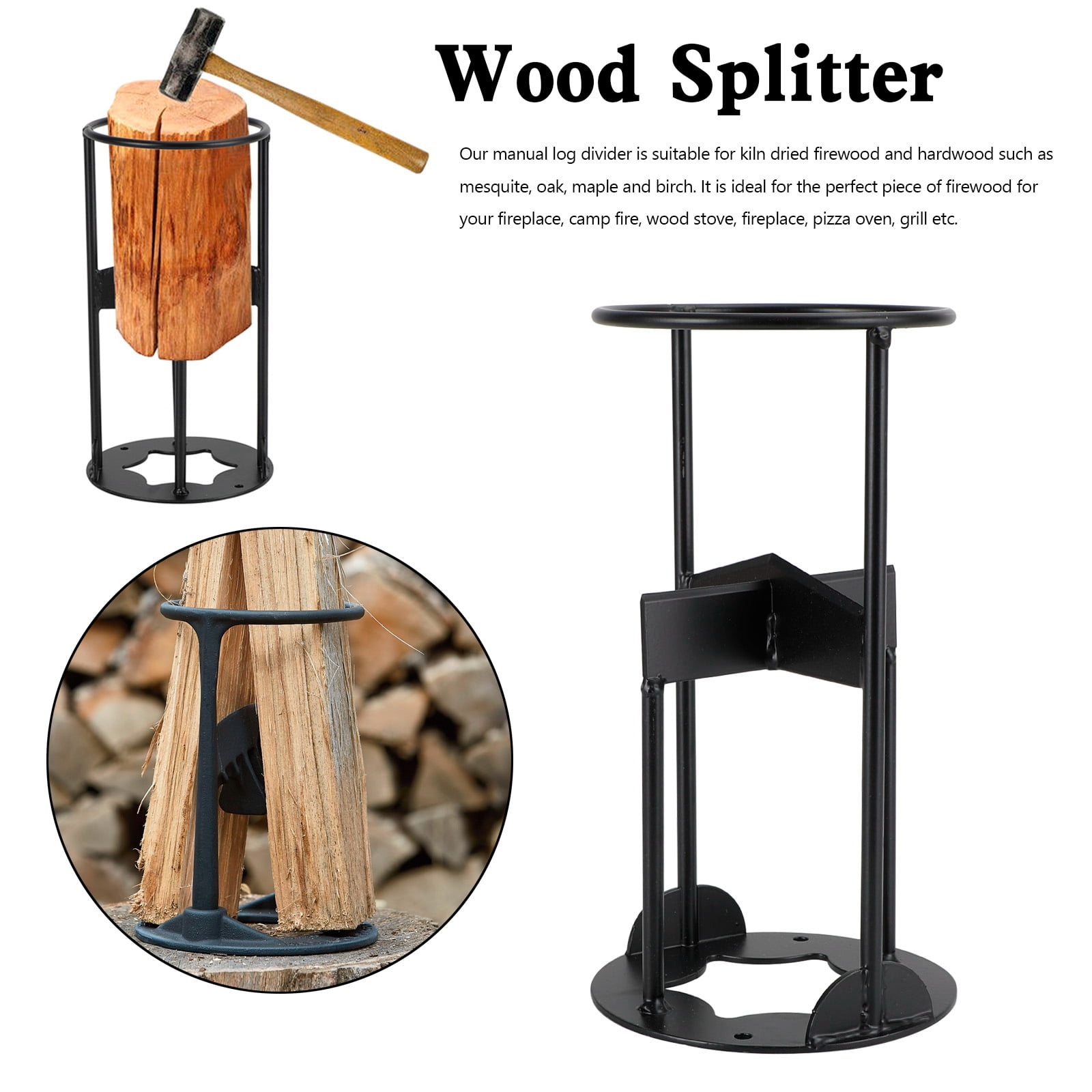 Firewood Kindling Splitter, Power Log Splitter, Heavy Duty Manual Wood