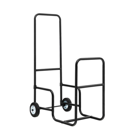 Firewood Log Cart Carrier, Heavy Duty Steel Wood Moving Dolly with Rubber Wheels, 110lbs Capacity, Indoor/Outdoor Use
