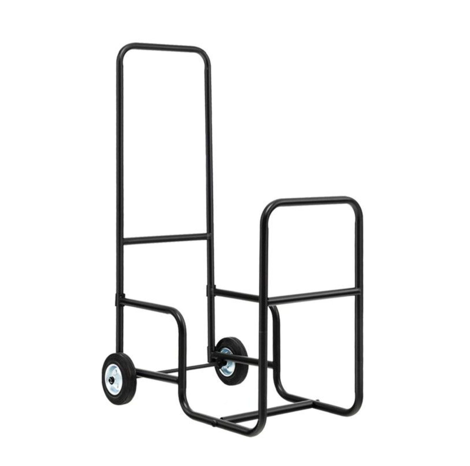 Firewood Log Cart Carrier - Heavy Duty Steel Wood Rack with Rubber ...