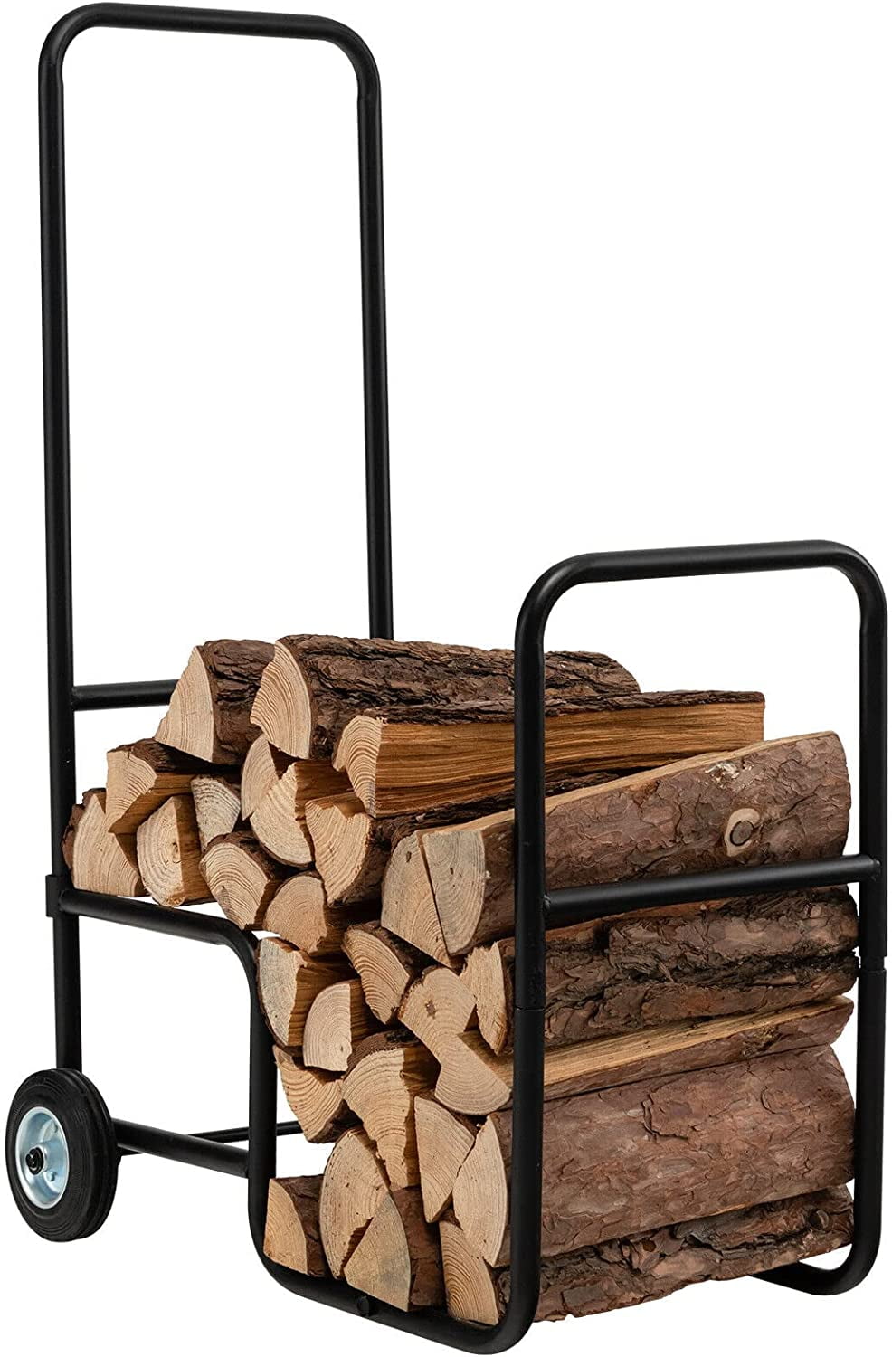 Firewood Log Cart Carrier, Indoor and Outdoor Wood Rack Storage Mover