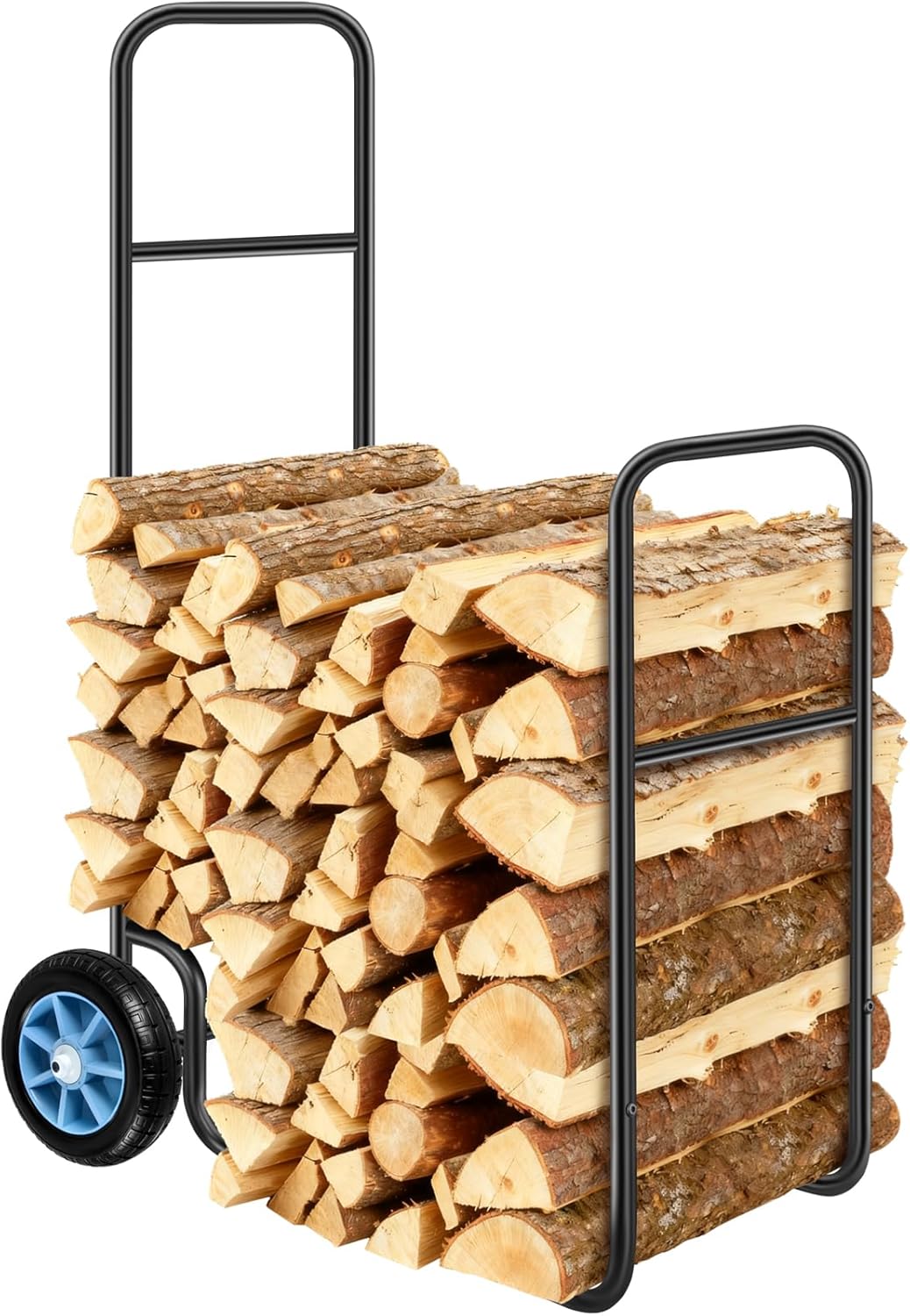 Tree Log Cart Firewood Log Cart Carrier with Pneumatic Rubber Wheels, 250 lbs Load ...