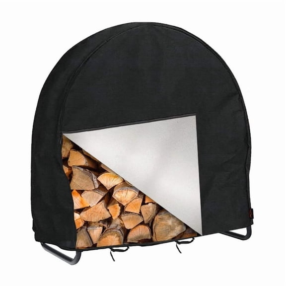 Firewood Log Hoop Cover,Outdoor Heavy Duty Waterproof and Weather Resistant Round Log Rack Cover, with Full Length Zipper, Wood Ring Storage Holder Cover102x61x104cm