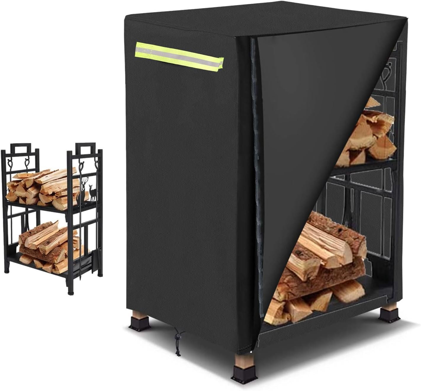 Firewood Log Rack Cover, Outdoor Log Rack Cover with Openable Front