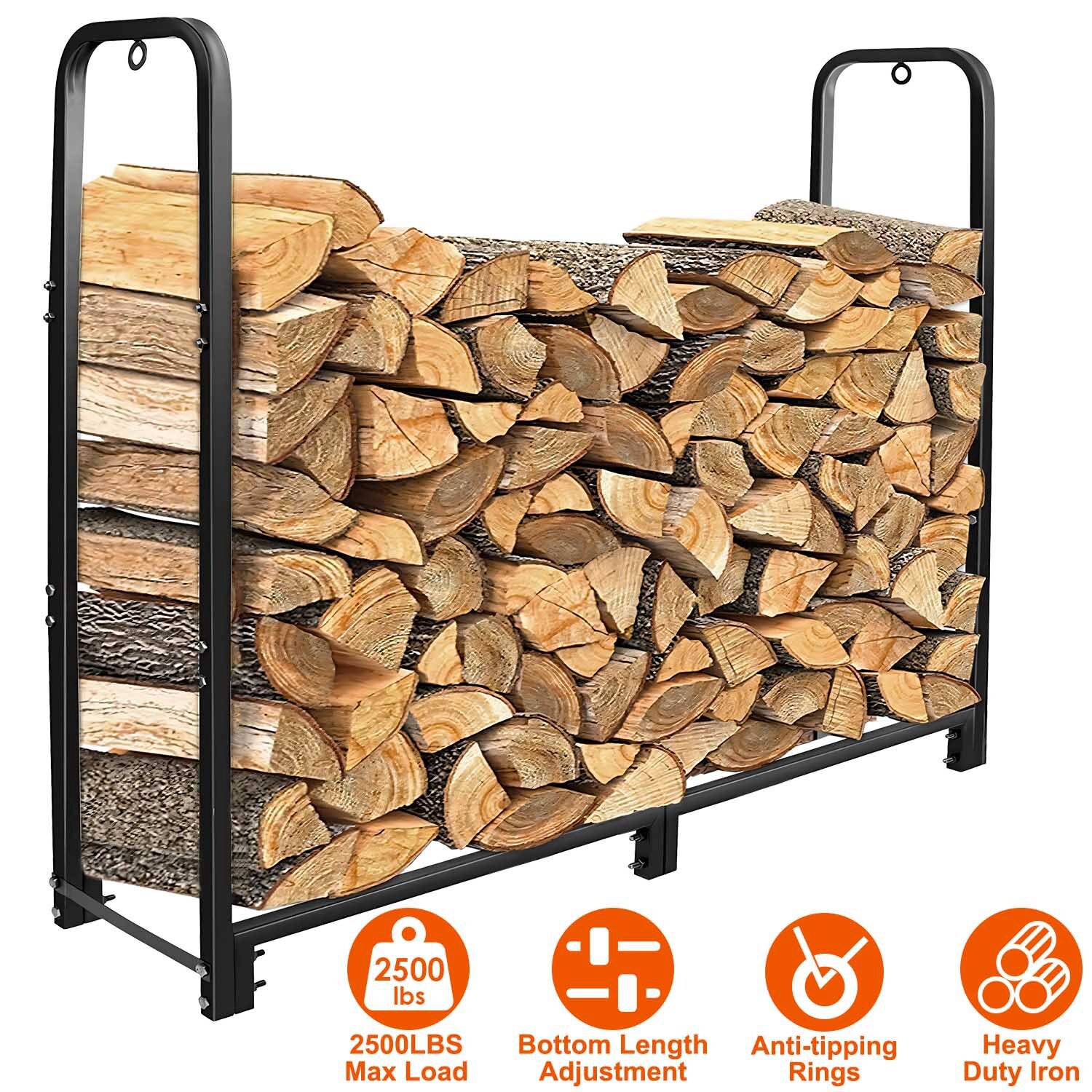 Log Stacking Rack Firewood Log Rack Heavy Duty Iron Wood Lumber Storage Stacking Rack ...