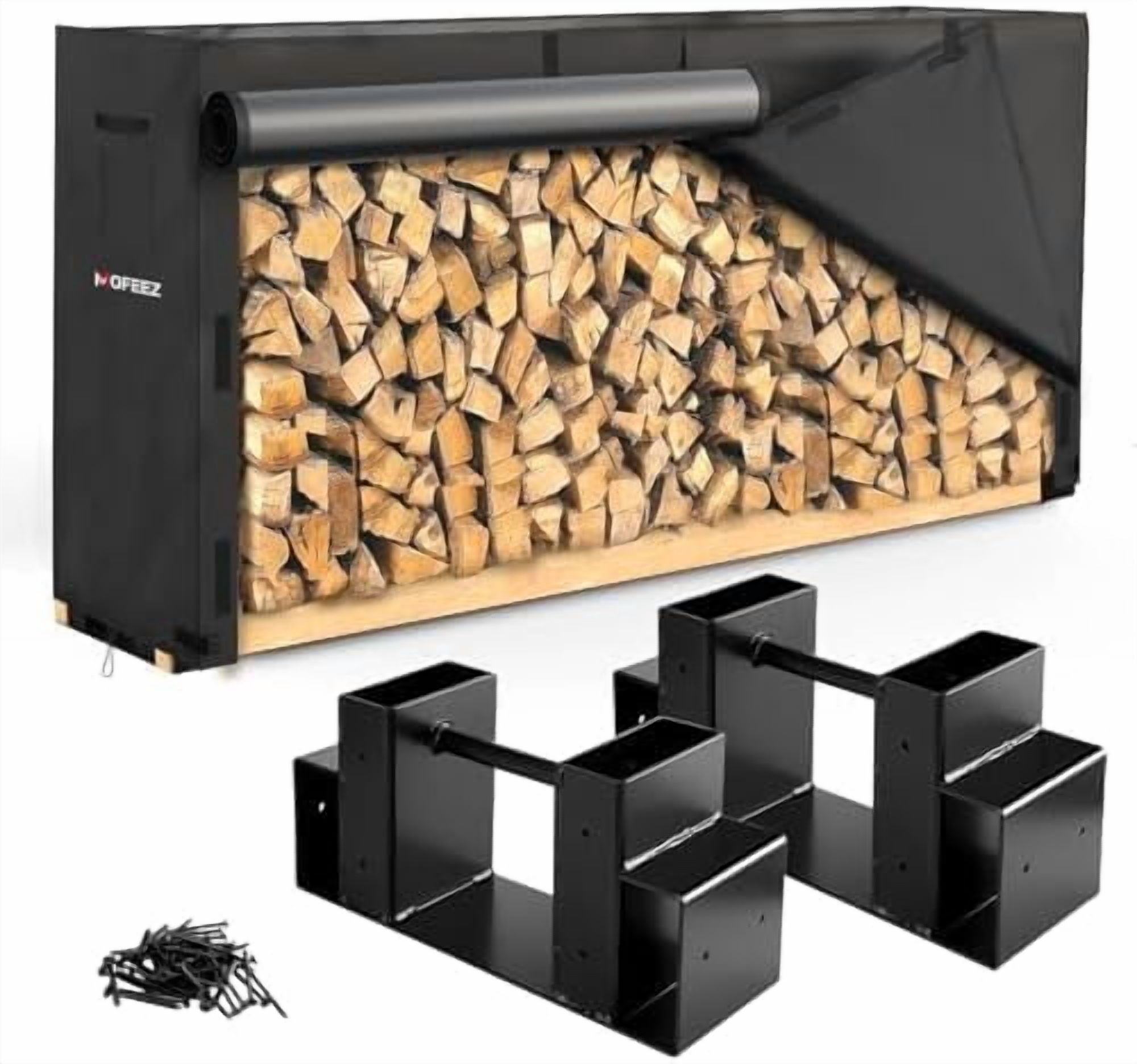 Firewood Log Rack and 8ft Cover Combo, Wood Racks Holder for Wood ...