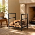 Log Ladder Rack Firewood Log Rack, with handle, raised feet, steel frame, black ...