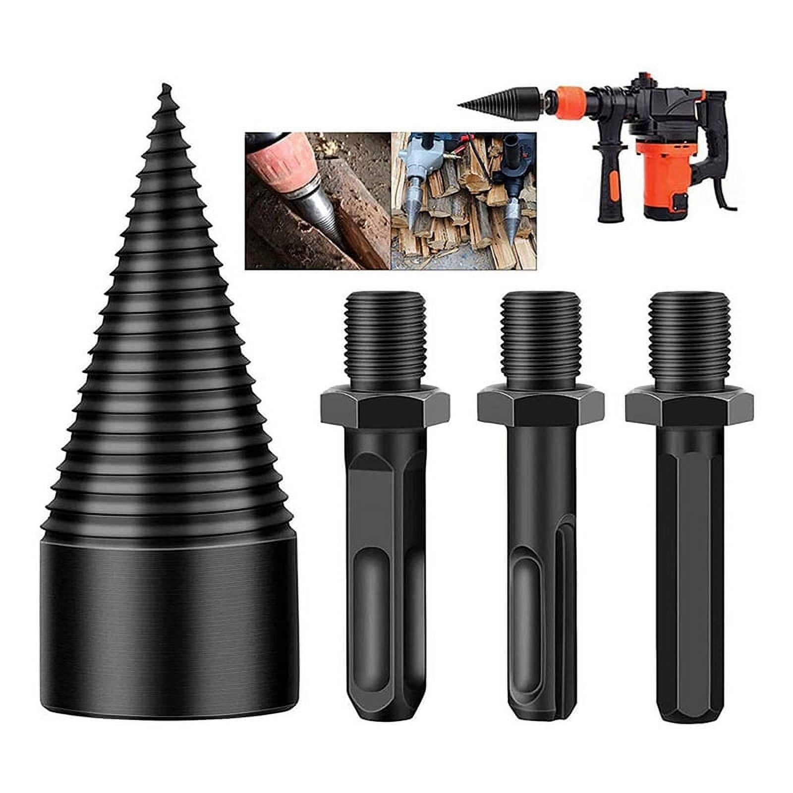 Firewood Log Splitter, 3Pcs Drill Bit Removable Cones Kindling Wood