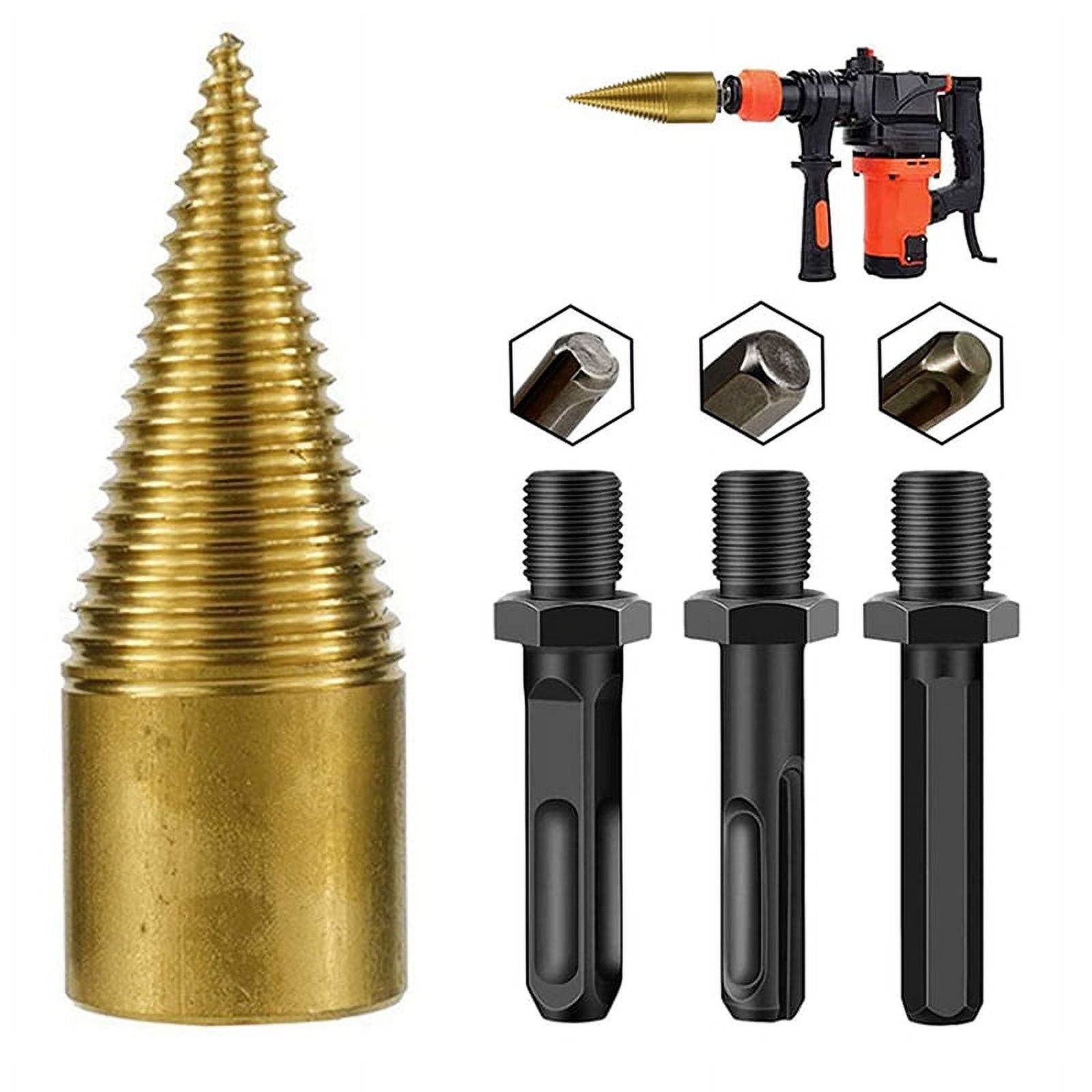 Firewood Log Splitter, 3Pcs Drill Bit Removable Cones Kindling Wood