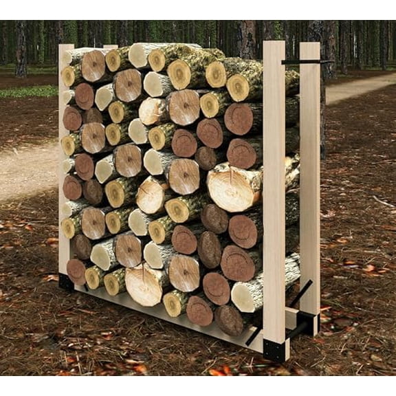 Firewood Log Storage Rack 2-Pack Bracket Kit, Heavy Duty Adjustable Length,Triangular Stabilizer$$Garden & Patio