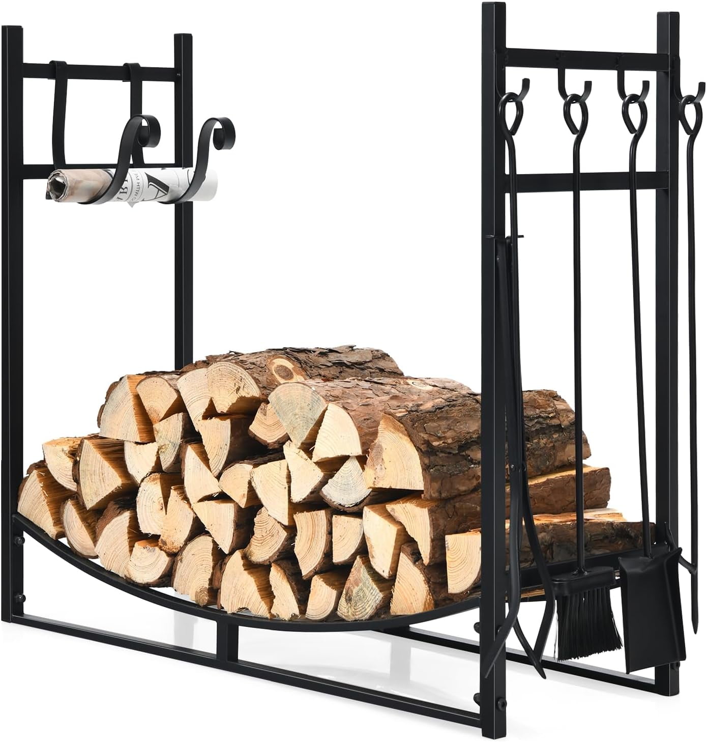 Firewood Rack, Indoor/Outdoor Fireplace Wood Storage Stand with ...