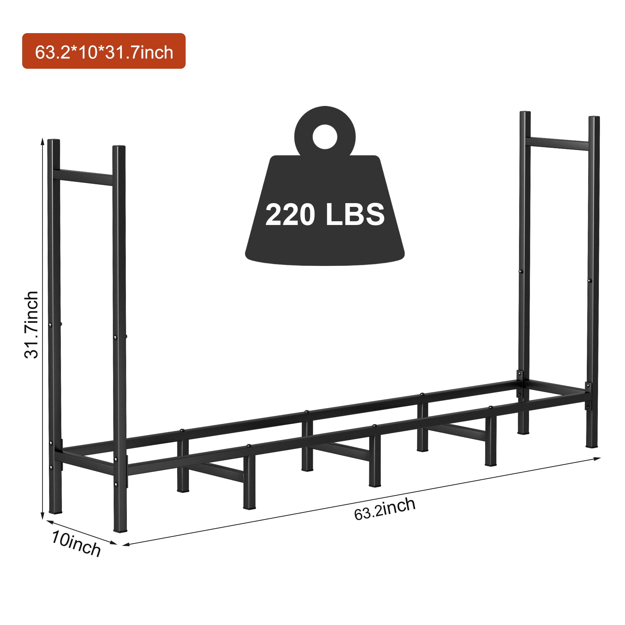 Firewood Rack Outdoor 5ft Wooden Rack for Firewood Heavy Duty
