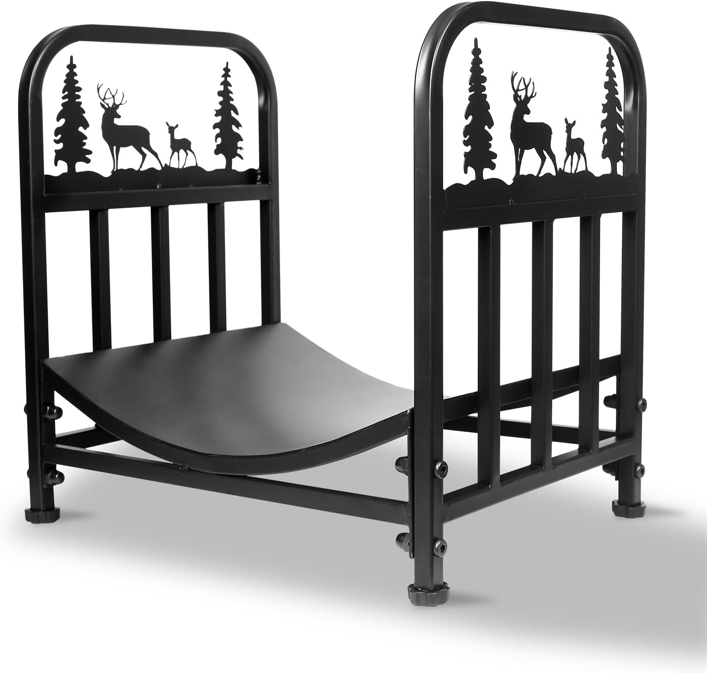 Firewood Rack Outdoor-Heavy Duty Indoor Wood Storage Black Powder ...