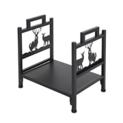 Firewood Rack Wood Log Holder Black Steel 17x17 Inches