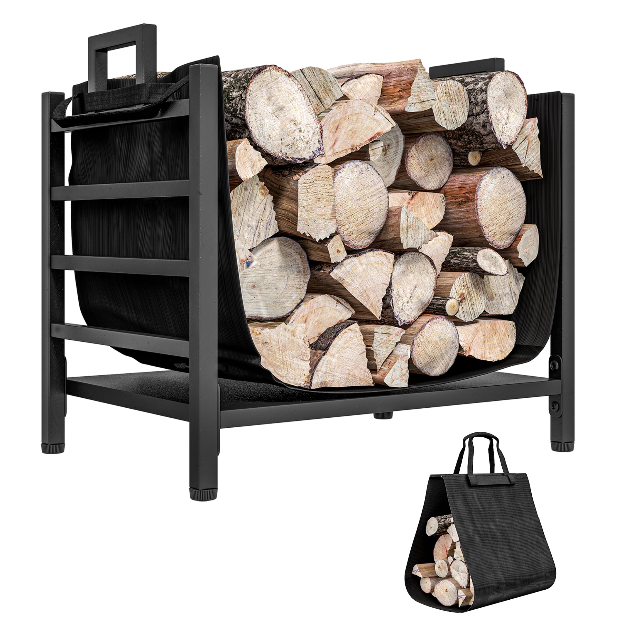 Handle Sand Rack Firewood Rack with Log Holder, Heavy Duty Indoor Outdoor Wood Storage ...