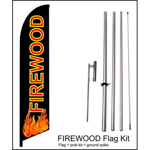Firewood Swooper Feather Flag, Vertical Banner Sign 15 ft Tall Kit - by Flagsandsigns