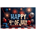 thumbnail image 1 of Firework Design Independence Day Celebration Banner Decorative Balloons Patriotic Theme Stars and Stripes Happy Fourth of July for Outdoor Party National Holiday Event Festive Gathering, 1 of 7
