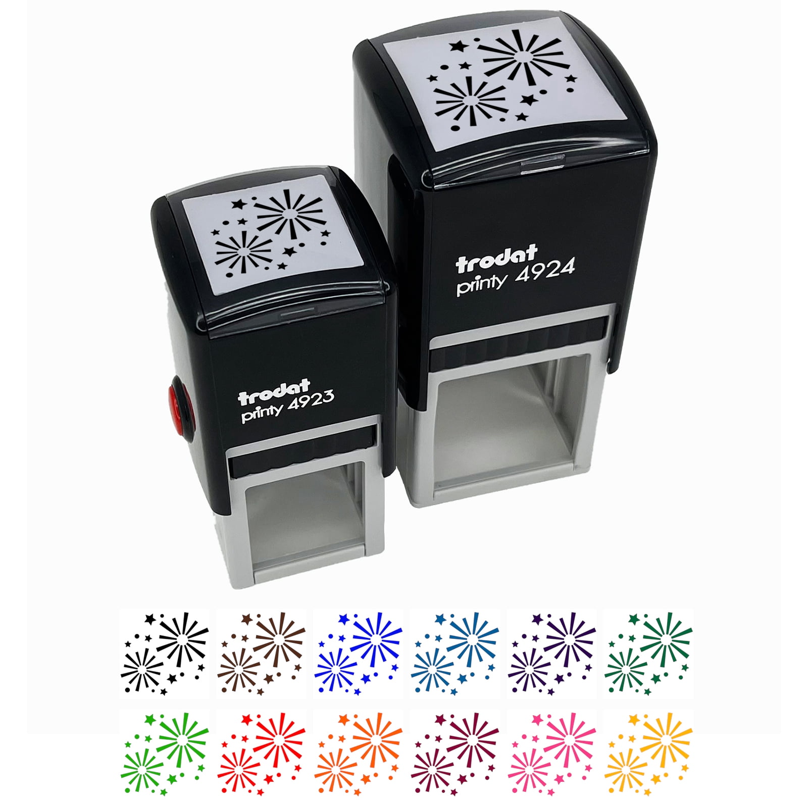 Firework Explosions Celebration New Years July 4th Self-Inking Rubber Stamp Ink Stamper - Fuchsia Ink - Small 1 Inch