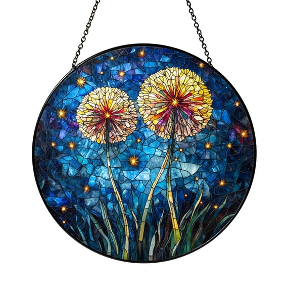 Firework Flower Sky Stained Glass Suncatcher – Decorative Window Art
