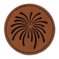 thumbnail image 1 of Firework Fourth of July 2.5" Faux Leather Round Engraved Iron-On Patch - Brown, 1 of 6
