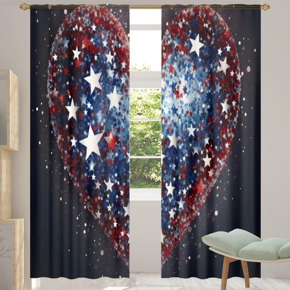 Firework-Frenzy 4th of July Sheer Curtains 52" W x 84" L X 2 Panels Set, Printed Window Curtain Semi Sheers Window Treatment for Bedroom Dining Room Drapes Patriotic Decorations