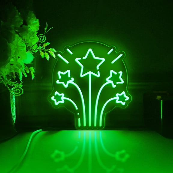 Firework Led Light Box, Dimmable Neon-Like Light Signs USB Power for Wall Decor Bedroom Decoration, RGB Light (WxH) 16"x17"